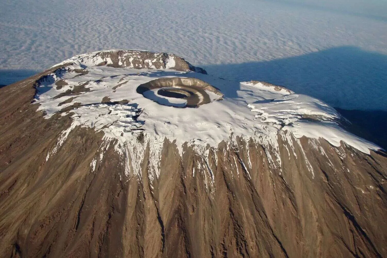 Snow-covered summit crater of Mount Kilimanjaro
